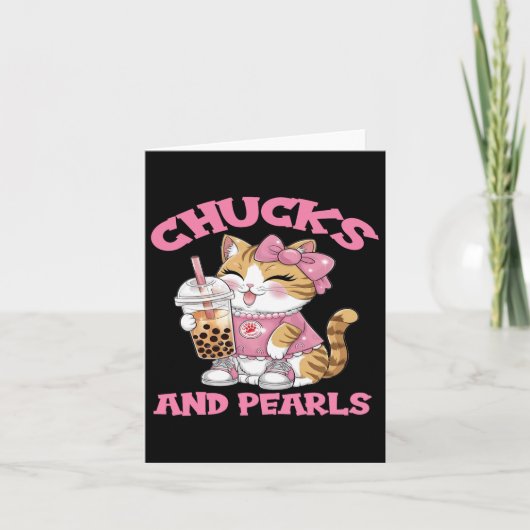 Schattigee Cat Drink Bubble Tea Kitten Lover Kaart (Voorkant)