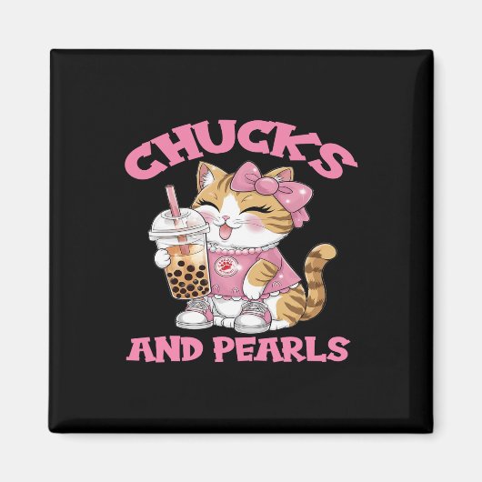Schattigee Cat Drink Bubble Tea Kitten Lover Magneet (Voorkant)