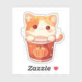 Schattigee Cat en Hot Pumpkin Spice Latte Sticker (Vel)