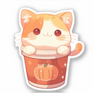 Schattigee Cat en Hot Pumpkin Spice Latte Sticker