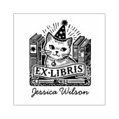 Schattigee Cat Exlibris Rubberstempel (Afrduk)