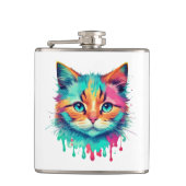 Schattigee Cat Face veelkleurig design-89059 Heupfles (Voorkant)