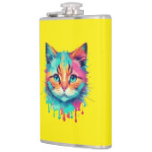 Schattigee Cat Face veelkleurig design-89059 Heupfles (Links)
