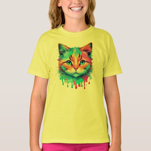 Schattigee Cat Face veelkleurig design-89059 T-shirt (Voorkant)
