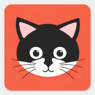 Schattigee Cat Face Vibrant Illustratie Vierkante Sticker
