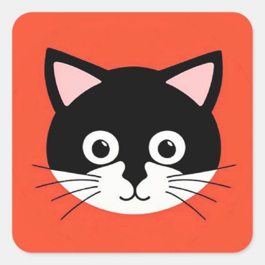 Schattigee Cat Face Vibrant Illustratie Vierkante Sticker (Voorkant)