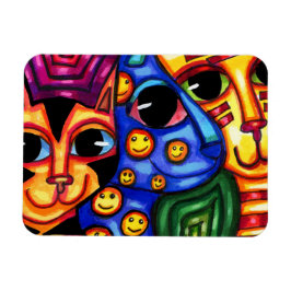 Schattigee Cat Faces kleurrijke dierenkunst Magneet