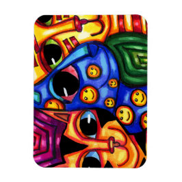 Schattigee Cat Faces kleurrijke dierenkunst Magneet