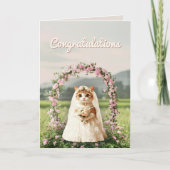 Schattigee Cat Floral Wedding Gefeliciteerd Groet Kaart (Voorkant)