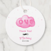 Schattigee Cat Font Waterverf Roze Cloud 1e Verjaa Bedankjes Labels (Voorkant)