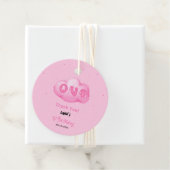 Schattigee Cat Font Waterverf Roze Cloud 1e Verjaa Bedankjes Labels (In situ)