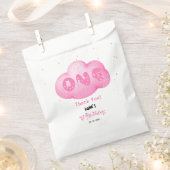 Schattigee Cat Font Waterverf Roze Cloud 1e Verjaa Bedankzakje (Geknipt)