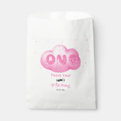 Schattigee Cat Font Waterverf Roze Cloud 1e Verjaa Bedankzakje (Voorkant)