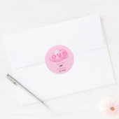 Schattigee Cat Font Waterverf Roze Cloud 1e Verjaa Ronde Sticker (Envelop)