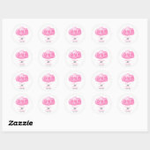 Schattigee Cat Font Waterverf Roze Cloud 1e Verjaa Ronde Sticker (Vel)