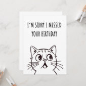 Schattigee Cat Funny Verjaardag Kaart (Voorkant / Achterkant in situ)