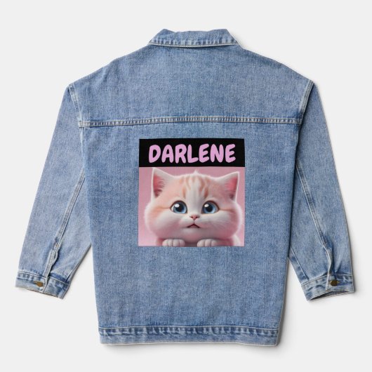 SCHATTIGEE CAT GEPERSONALISEERDE Denim Jean Jacket (Achterkant)