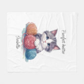 Schattigee Cat Gepersonaliseerde Purrfect Knitter Fleece Deken (Voorkant (Horizontaal))