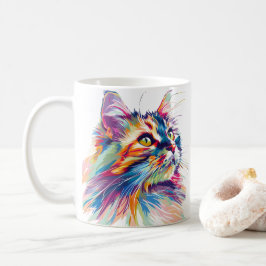 Schattigee Cat Gezicht Levendige Kleuren Koffiemok