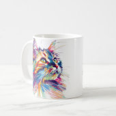 Schattigee Cat Gezicht Levendige Kleuren Koffiemok (Voorkant links)