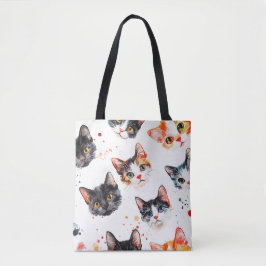 Schattigee Cat Gezichten Patroon Canvas tas Stijlv
