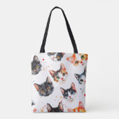 Schattigee Cat Gezichten Patroon Canvas tas Stijlv (Achterkant)