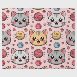 Schattigee Cat Gezichten Wrapping Paper - Kawaii K Cadeaupapier