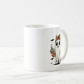 Schattigee Cat Ghost Iced Coffee Funny Ghost Hallo Koffiemok (Voorkant rechts)