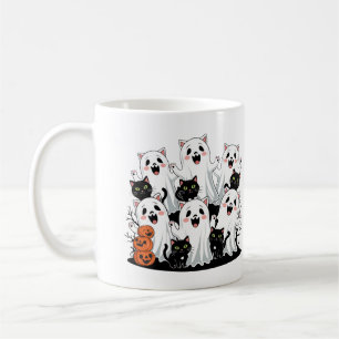 Schattigee Cat-Ghost & Pumpkin Halloween Mok