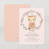 Schattigee Cat Girls Verjaardagsuitnodiging Kaart (Voorkant / Achterkant)