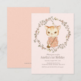 Schattigee Cat Girls Verjaardagsuitnodiging Kaart