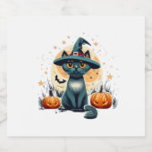 Schattigee cat graphics omgeven 1 sparkling wijnetiket (Enkel label)