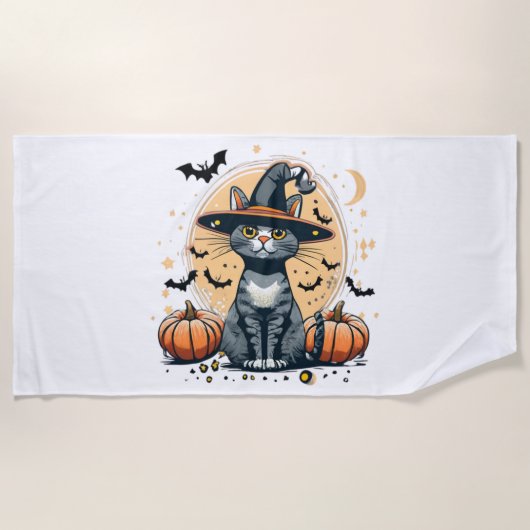 Schattigee CAT-graphics omgeven Strandlaken (Voorkant)