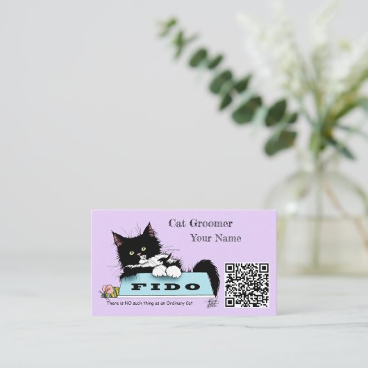 Schattigee Cat Groomer Visitekaartje (Staand voorkant)