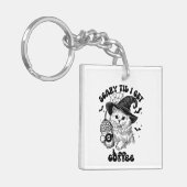 Schattigee Cat Halloween koffie Sleutelhanger (Voorkant Links)