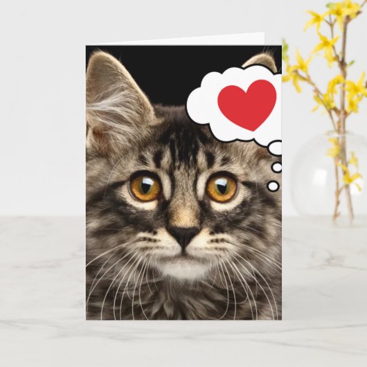 Schattigee Cat Heart Valentijnsdag Wenskaart Kaart (Gele Bloem)