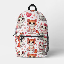 Schattigee Cat & Hearts Patroon Rugzak – Roze & Ro