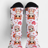 Schattigee Cat & Hearts Patroon Sokken – Roze & Ro (Top)