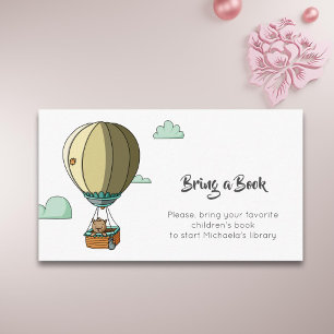 Schattigee Cat Hete Luchtballon Breng een Boek Informatiekaartje