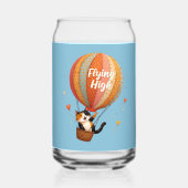 Schattigee Cat Hete Luchtballon Whimsical Art Blikvorm Glas (Voorkant)