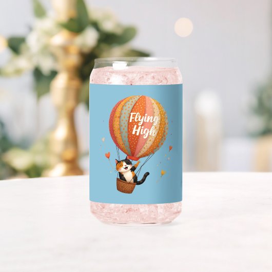 Schattigee Cat Hete Luchtballon Whimsical Art Blikvorm Glas (Insitu (Huwelijk))