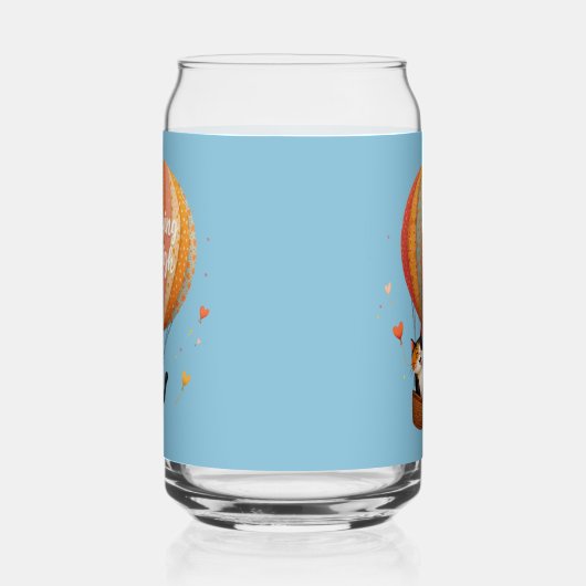 Schattigee Cat Hete Luchtballon Whimsical Art Blikvorm Glas (Rechts)