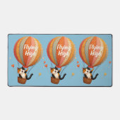 Schattigee Cat Hete Luchtballon Whimsical Art Bureaumat (Voorkant)