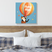 Schattigee Cat Hete Luchtballon Whimsical Art Canvas Afdruk (Insitu (Slaapkamer))