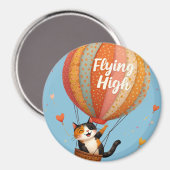 Schattigee Cat Hete Luchtballon Whimsical Art Magneet (Voorkant / Achterkant)