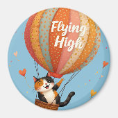 Schattigee Cat Hete Luchtballon Whimsical Art Magneet (Voorkant)