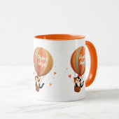 Schattigee Cat Hete Luchtballon Whimsical Art Mok (Voorkant rechts)