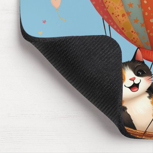 Schattigee Cat Hete Luchtballon Whimsical Art Muismat (Hoek)