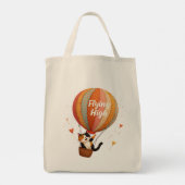 Schattigee Cat Hete Luchtballon Whimsical Art Tote Bag (Achterkant)