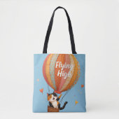 Schattigee Cat Hete Luchtballon Whimsical Art Tote Bag (Voorkant)